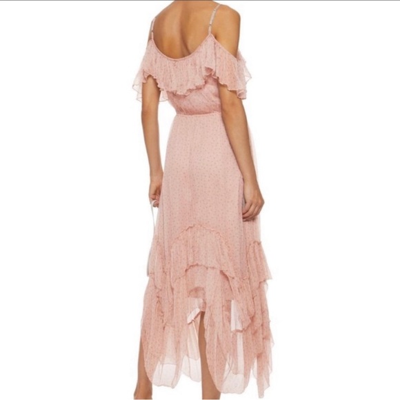 LOVE SAM Midori Cold-Shoulder Asymmetric Printed Georgette Midi Dress - Picture 2 of 12